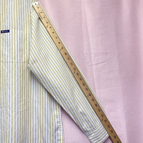 Chaps Easy Care Long Sleeve Collar Button Up Shirt Men XL Yellow-White Stripes - Picture 7 of 16